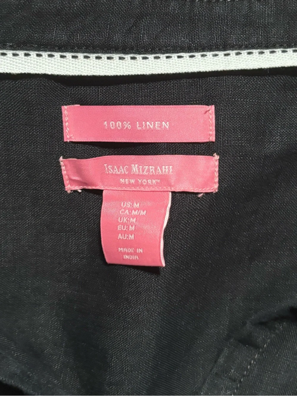 Isaac Mizrahi New York Black 100% Linen Boho Blouse Size M - Picture 4 of 4